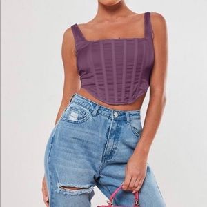 Burgundy satin corset top